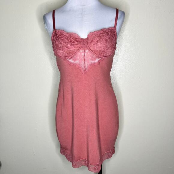 Victoria's Secret Other - Victoria's Secret Modal & Lace Slip Dress LARGE Mini Nighty Sexy Lingerie V-Neck
